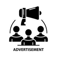 advertisement icon, black vector sign with editable strokes, concept illustration