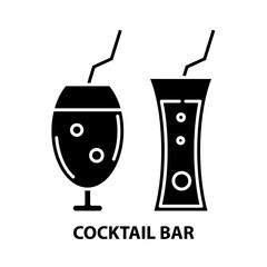 cocktail bar icon, black vector sign with editable strokes, concept illustration