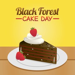 Black Forest Cake Day Vector Illustration. Suitable for greeting card poster and banner.