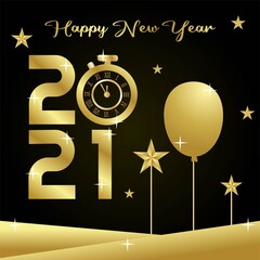 Happy New Year 2021 Vector Illustration. Suitable for greeting card poster and banner.