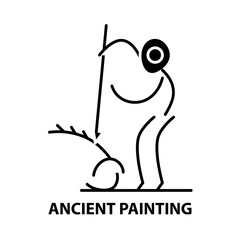 ancient painting icon, black vector sign with editable strokes, concept illustration