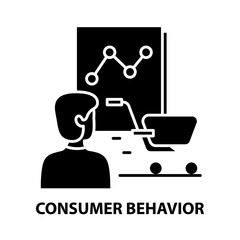consumer behavior analytics icon, black vector sign with editable strokes, concept illustration