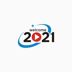 Happy New Year 2021 logo design template 