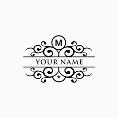 Vintage logo design template. Monogram with ornament design template for brand