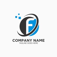F initial logo design for business company