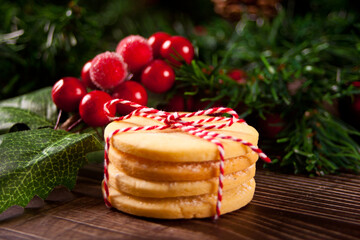 Christmas cookies for gift on the Christmas background