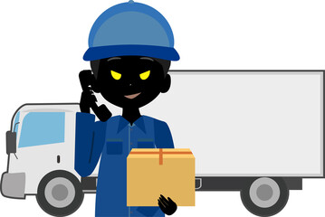 宅配便を装った悪い人のイラスト