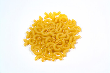 Pasta horns on white background, picture for design
