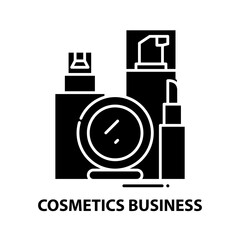 cosmetics business icon, black vector sign with editable strokes, concept illustration