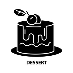 dessert icon, black vector sign with editable strokes, concept illustration