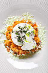 Tomato Risotto with Burrata and Pesto