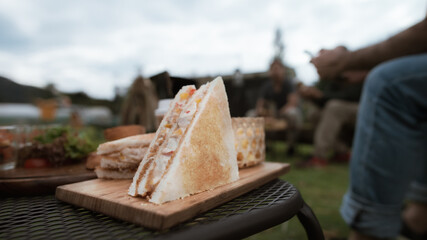 outdoor picnic food in the garden