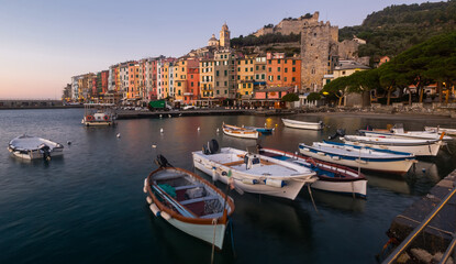 Fototapeta premium Image of Portovenere La Spezia city at sea view, Italy