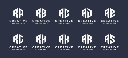 letter R logo design combined with other, geometrict symbol set.