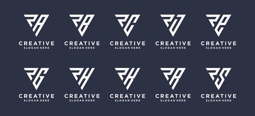 Set of letter R logo design combined with other letter.