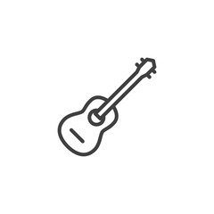 Guitar line icon. linear style sign for mobile concept and web design. Acoustic guitar, music instrument outline vector icon. Symbol, logo illustration. Vector graphics