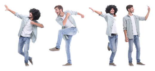 collage doctor and young man isolated on white