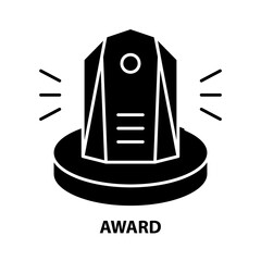 award icon, black vector sign with editable strokes, concept illustration