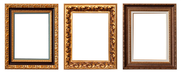 Frames picture baguettes isolated on white background set.