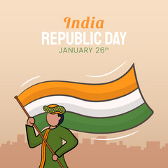 Hand drawn illustration of Indian Republic Day