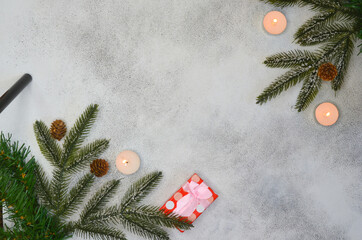 Merry christmas and happy new year 2021 background, festive frame, greeting card, mock up holiday,...