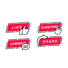 Like, Share, Comment and  Subscribe icon button vector illustration. Set of social media button or icon vector illustration design template for video channel  blog and background banner concept