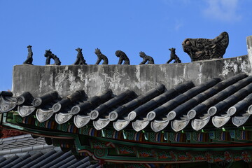 The shamanistic figure of a goblin, dragon, pig, monkey, etc. installed on the roof to prevent...