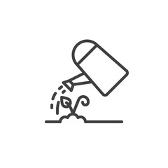 Plant watering can line icon. linear style sign for mobile concept and web design. Watering plant outline vector icon. Gardening, farming symbol, logo illustration. Vector graphics