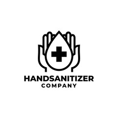 illustration of a hand with a liquid. hand sanitizer logo.