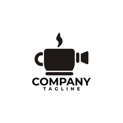 logo illustration. combination of a coffee cup with a camera video.
