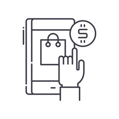 Online shopping icon, linear isolated illustration, thin line vector, web design sign, outline concept symbol with editable stroke on white background.