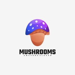 Vector Logo Illustration Mushroom Gradient Colorful Style.