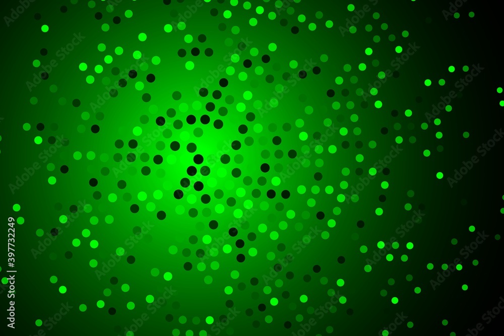 Canvas Prints vector abstract card background circle of green dots on dark blank space