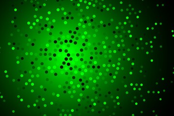 Vector abstract card background circle of green dots on dark blank space