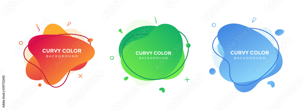 Poster modern liquid abstract element graphic gradient flat style design fluid vector colorful illustration