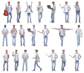 Obraz premium collage of portraits of modern cheerful guy
