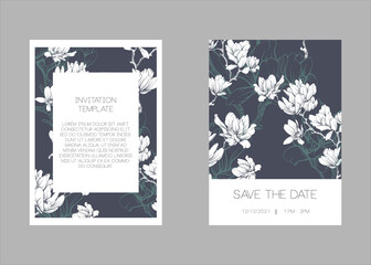 Save the date template, brochure, booklet. Editable vector flower frame template. 