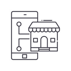 Online marketing icon, linear isolated illustration, thin line vector, web design sign, outline concept symbol with editable stroke on white background.