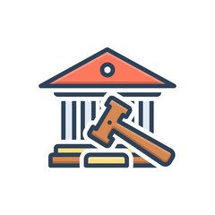 Color illustration icon for court
