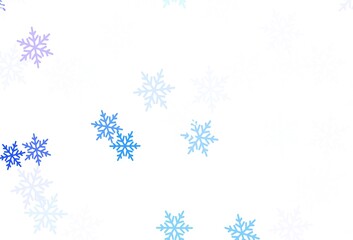 Light Blue, Yellow vector background with beautiful snowflakes, stars.