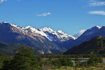 Fototapeta na wymiar The view on mountains, El Chalten village in Patagonia, Argentina