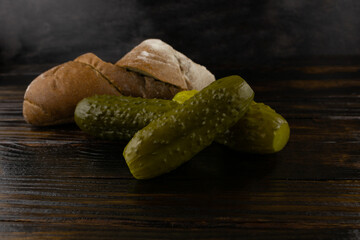 Black bread and pickled cucumber