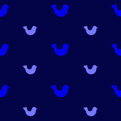 Vector bird seamless pattern on a blue background. Stylish background for fabric, wrapping paper.