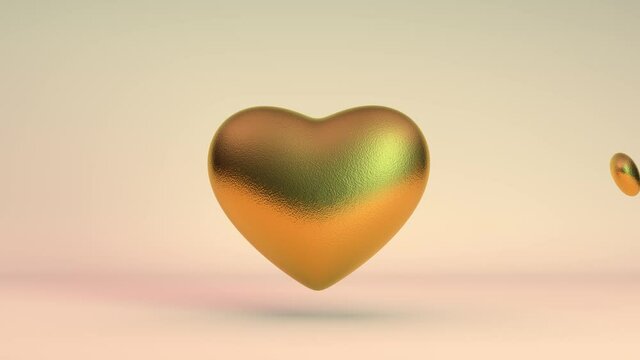 3D animation of a Golden heart that pulsates, beats and Golden hearts fly out of it. The idea of spreading goodness, love and happiness. Animation for the Valentine's day.