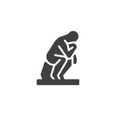 Fototapeta na wymiar Thinking man statue vector icon. filled flat sign for mobile concept and web design. Thinking man sculpture glyph icon. Symbol, logo illustration. Vector graphics