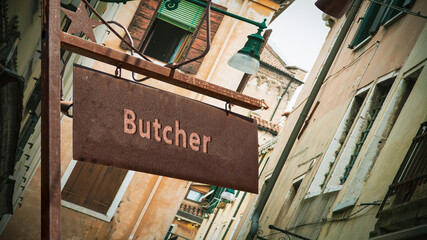 Obraz premium Street Sign to Butcher