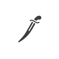Ancient saber vector icon. filled flat sign for mobile concept and web design. Pirate sword glyph icon. Symbol, logo illustration. Vector graphics
