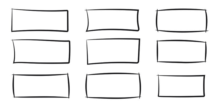 Hand drawn doodle rectangle frames, Text box and frames.