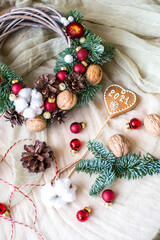 Fototapeta na wymiar Christmas gingerbread cookies and decorations