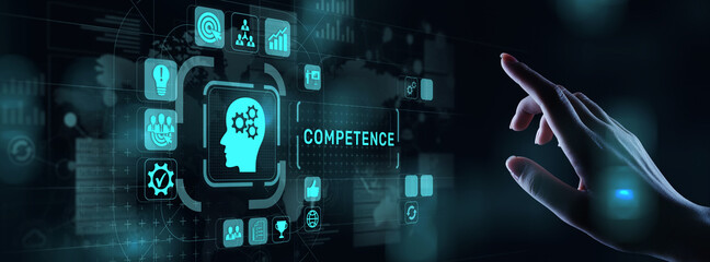 Competence Skill Personal development Business concept on virtual screen.